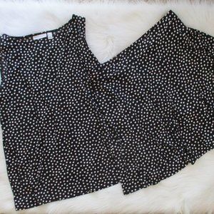 Susan Graver Navy Polka Dot Top & Skort Set M/L